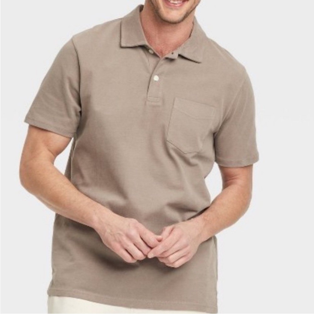 Goodfellow Short Sleeve Polo Shirt Mens XXL Light Brown Vintage Soft Cotton - Picture 8 of 8